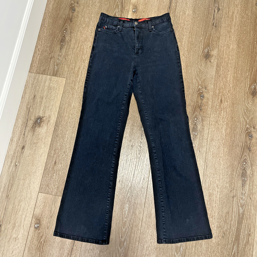 NYDJ Tummy Tuck Jeans Black Soft Denim Jeans Wide Leg Sz 8 Boot Cut Stretch